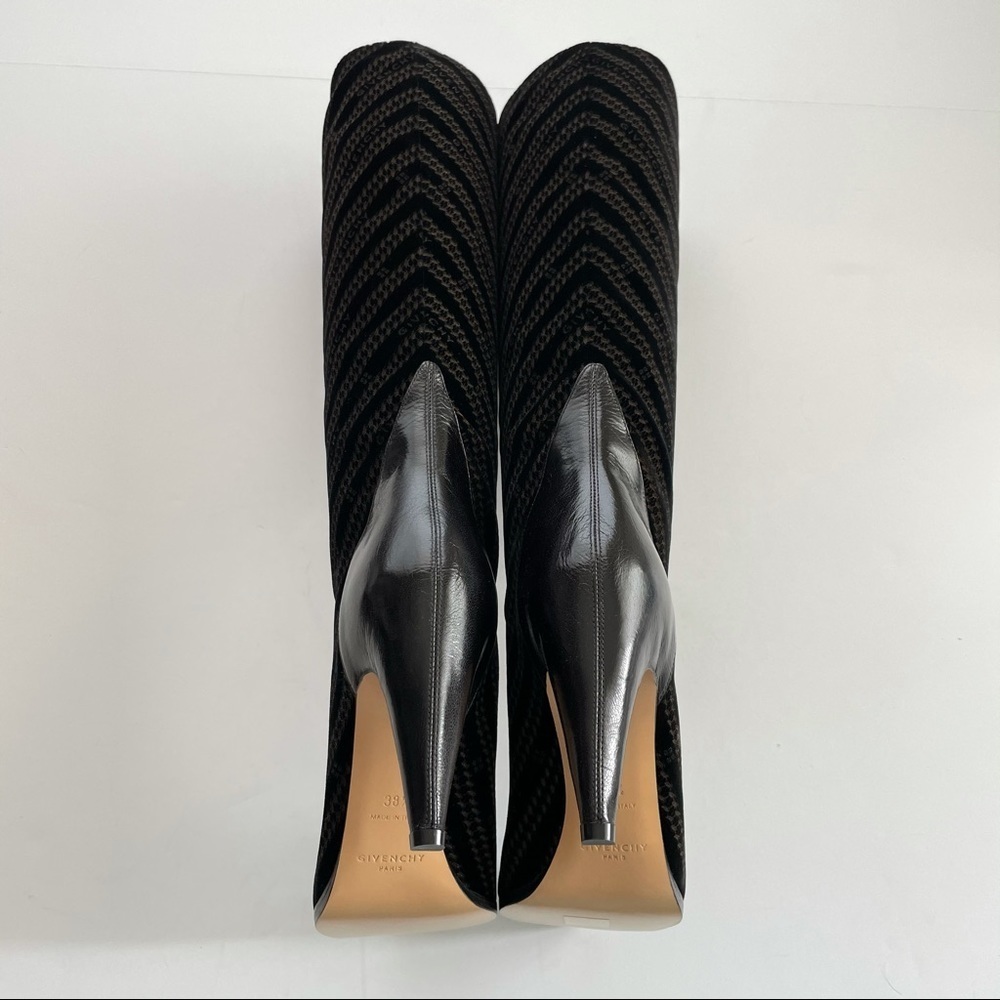 Givenchy Velvet Chain Logo GV3 Boot 95MM SZ 38.5 8.5 black leather pointed toe - Picture 8 of 13